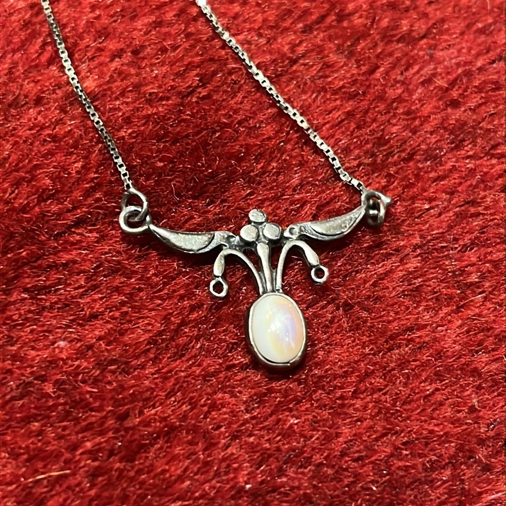 925 Silver Necklace - Opal stone